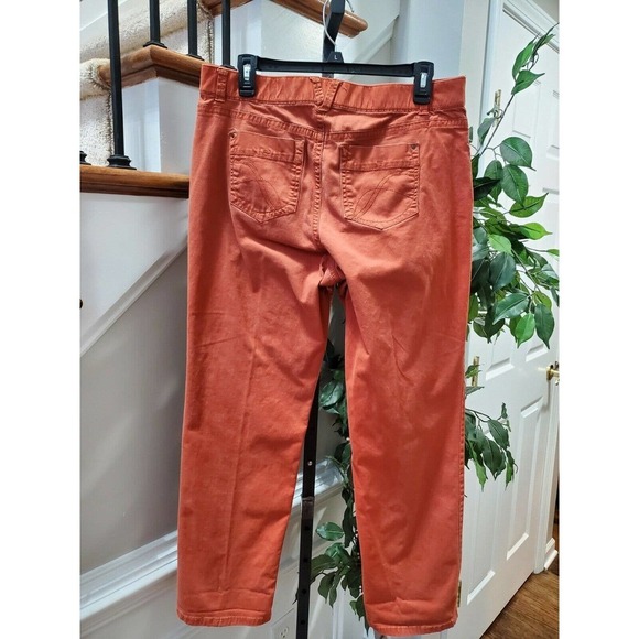 Kim Rogers Women's Orange Cotton Mid Rise Pull on Straight Legs Pant Size 12 - Picture 5 of 9